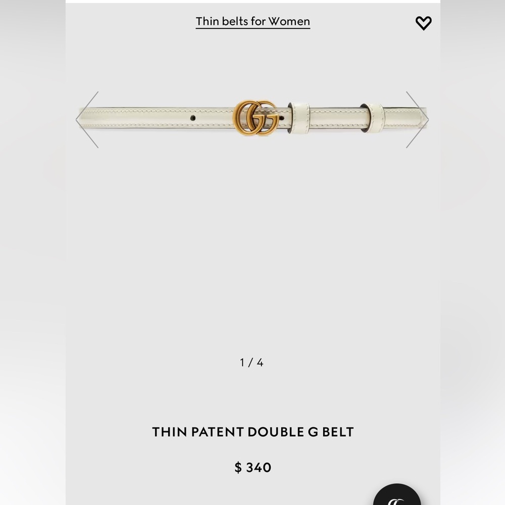 GUCCI thin patent double g belt